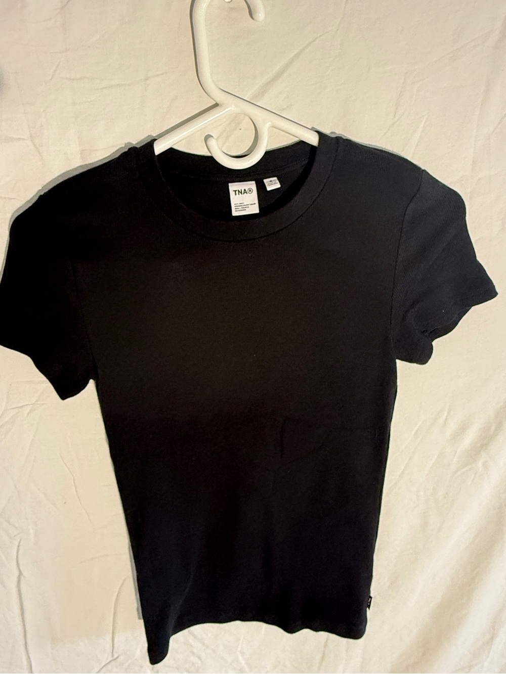 TNA Aritzia Black Logo Tag Crew Tee